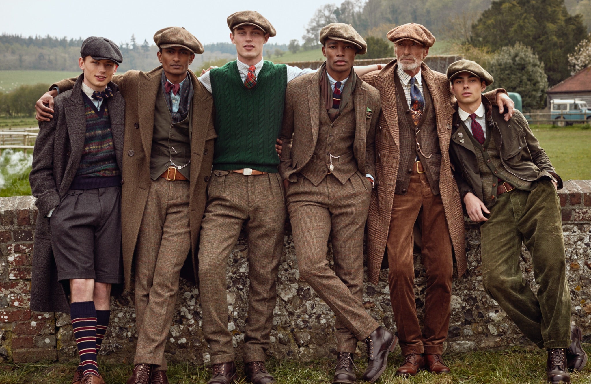 <strong>CROSS COUNTRY </strong><br/><span>The current collection of Polo Originals uses tweed as texture, creating a look that is drawn from classic menswear but combined with unexpected pieces of workwear—a twill vest, mended cords, cap-toe boots, and double-pronged belts</span><br/><rlmag_link href="https://www.ralphlauren.ca/brands-prl-ties-and-tweed-cg"><button class="shop-collection">Shop the Story</button></rlmag_link>