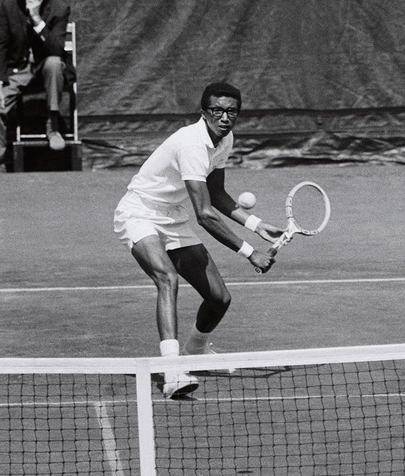 Arthur Ashe in his 1968 semifinal victory over Clark Graebner. Ashe would go on to win the championship, defeating Tom Okker in five sets.