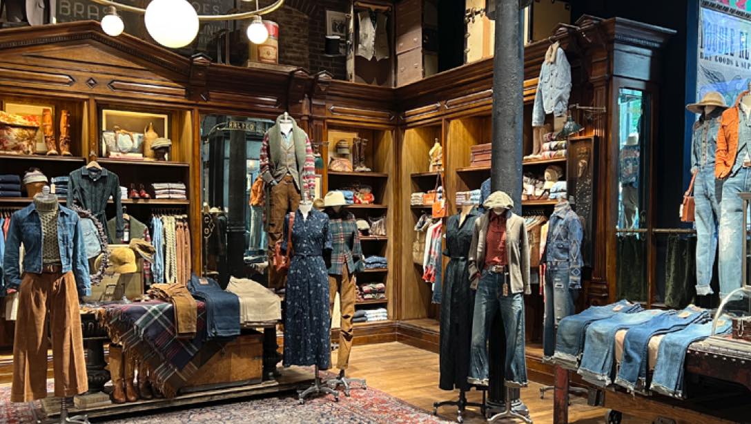 Photograph of the interior of the Double RL store in New York